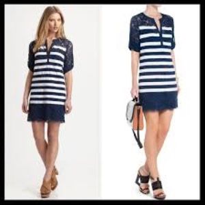 BCBG Navy and white stripped stress. Size 0. LIKE NEW.